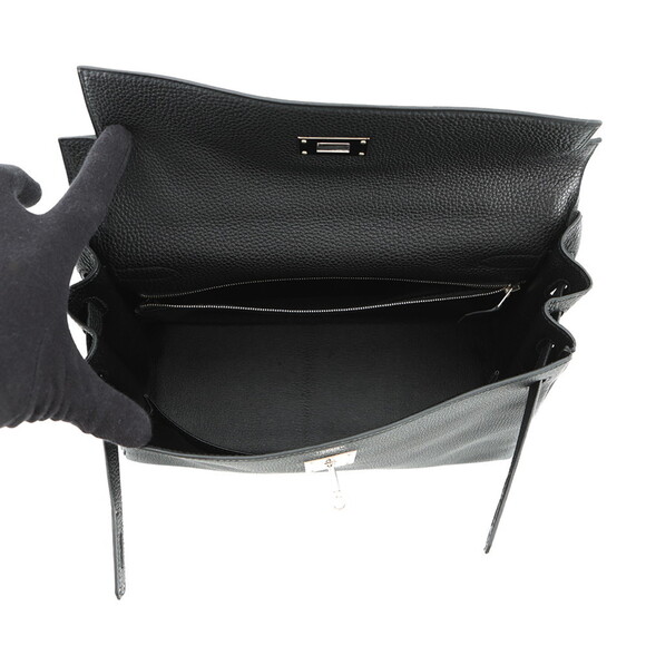 Hermes Hermès Kelly 32 Handbag, Inner Stitching, Black/Togo, □J Stamp, 2-Way ... - Picture 6 of 13